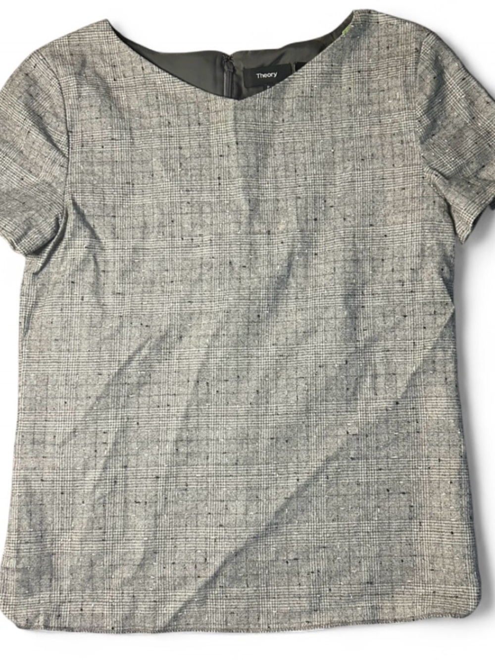 Theory Gray Short Sleeve Boatneck Top